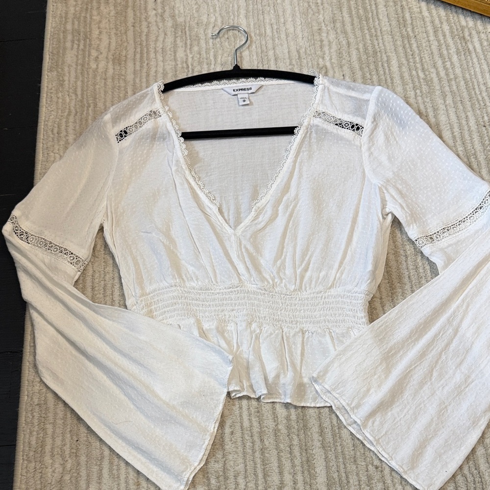 Express White Lace Detail Blouse